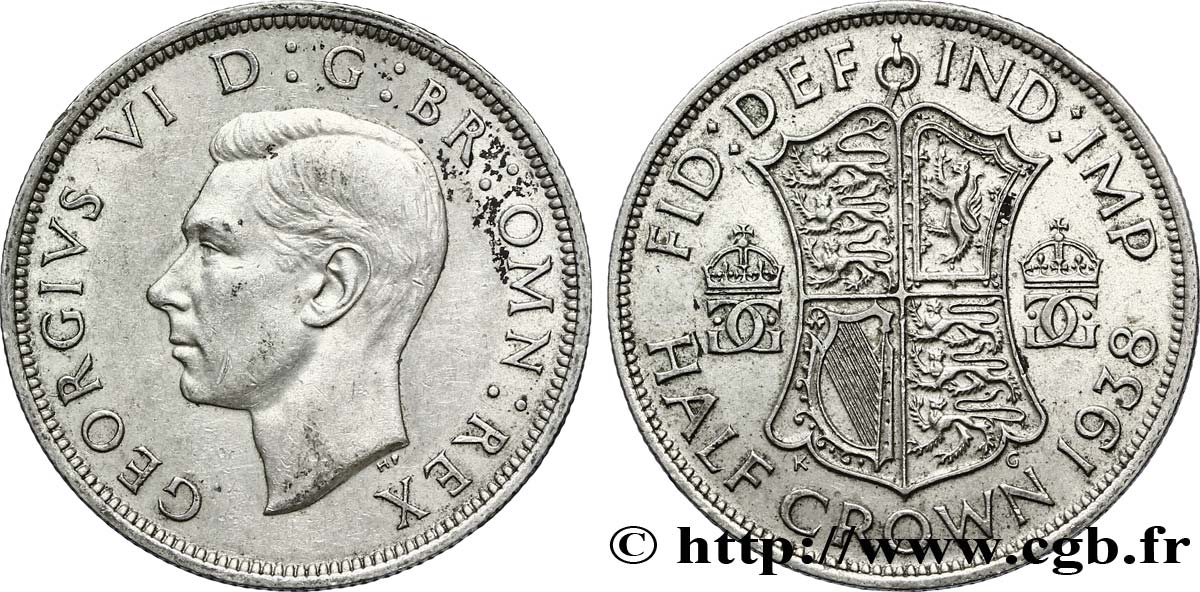 ROYAUME-UNI 1/2 Crown Georges VI 1938  TTB 