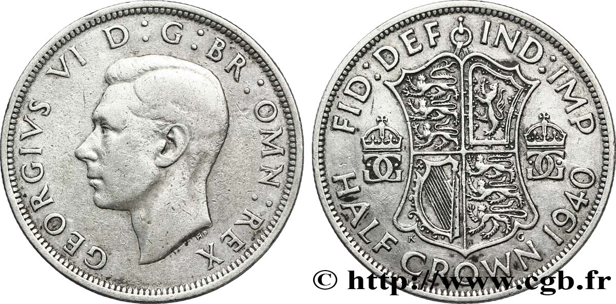 ROYAUME-UNI 1/2 Crown Georges VI 1940  TB+ 