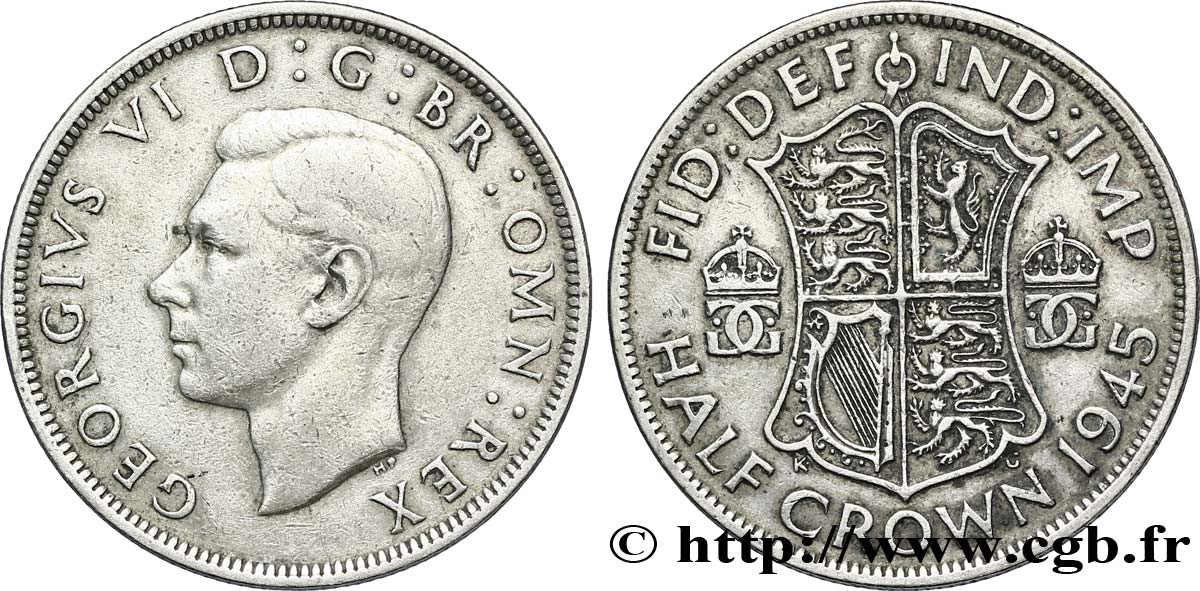 ROYAUME-UNI 1/2 Crown Georges VI 1945  TB 