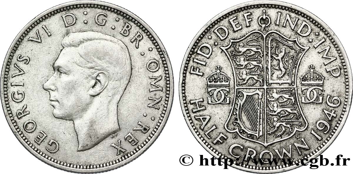 ROYAUME-UNI 1/2 Crown Georges VI / écu 1946  TTB 