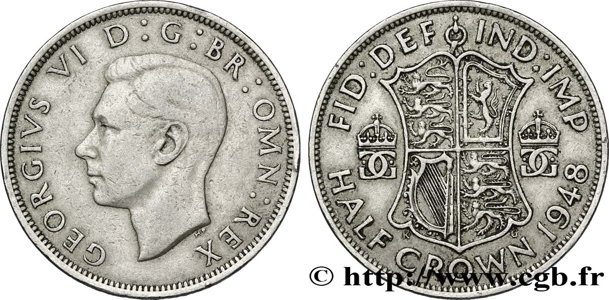 UNITED KINGDOM 1/2 Crown Georges VI / écu 1948  XF 