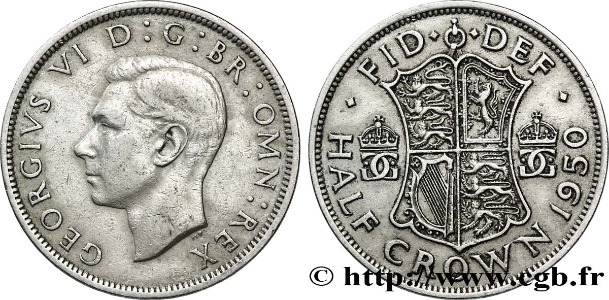 ROYAUME-UNI 1/2 Crown Georges VI / écu 1950  TTB 