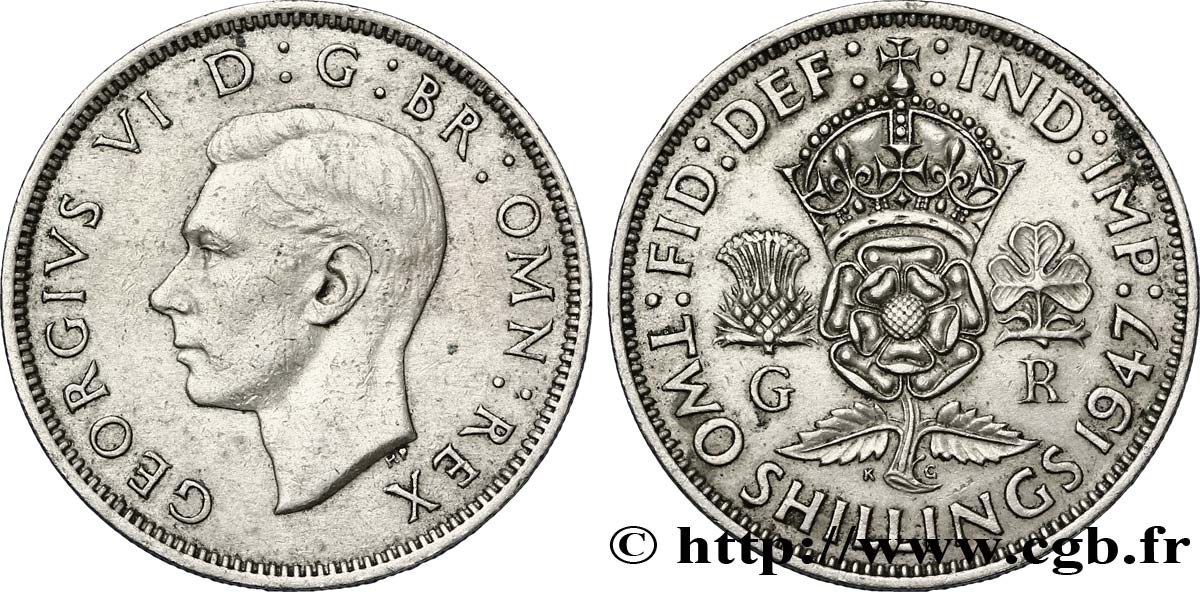 ROYAUME-UNI 1 Florin (2 Shillings) Georges VI 1947  TTB 