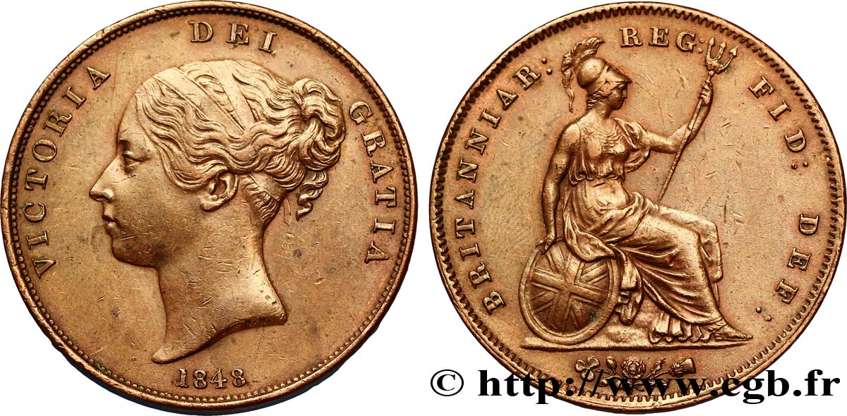 UNITED KINGDOM 1/2 Penny Victoria “tête jeune” 1848  AU 