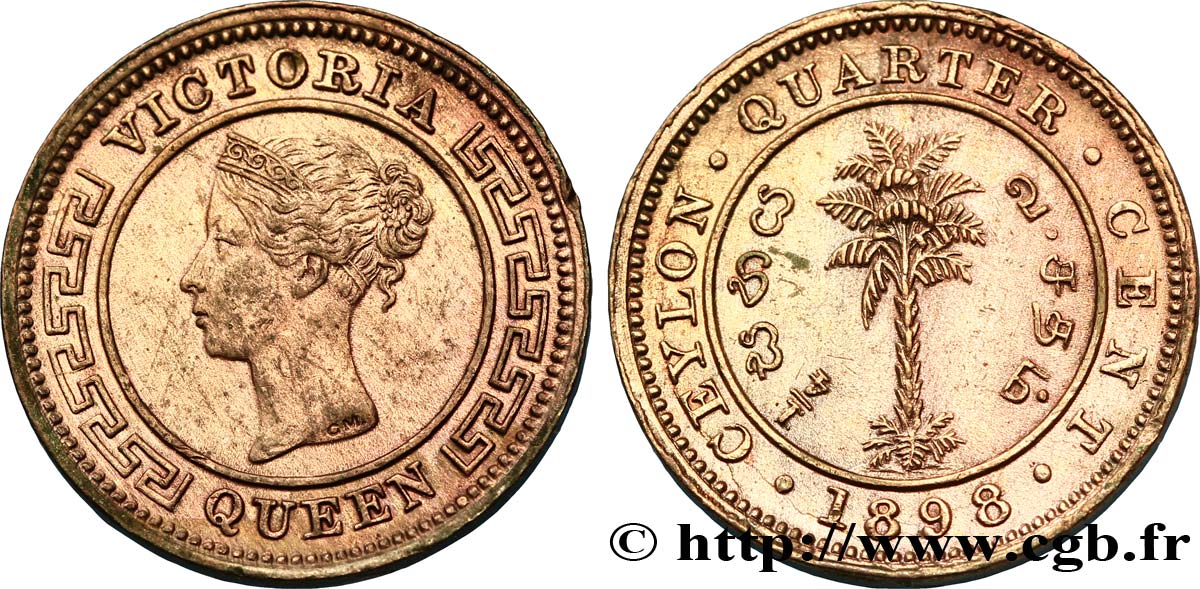 CEYLAN 1/4 Cent Victoria 1898  SUP 