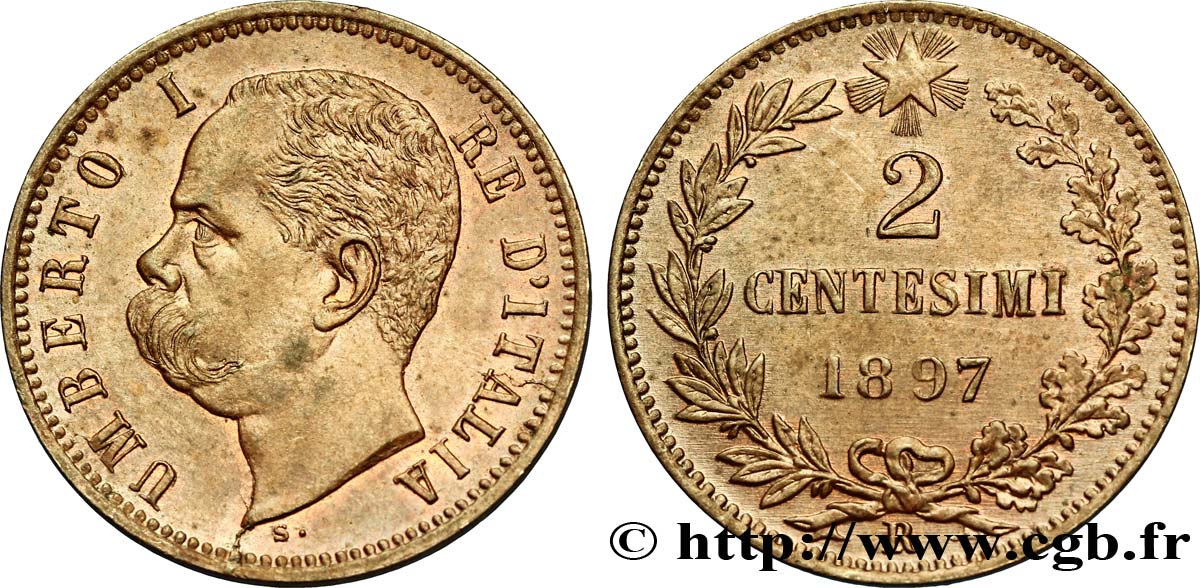 ITALIE 2 Centesimi Humbert Ier 1897 Rome - R SPL 