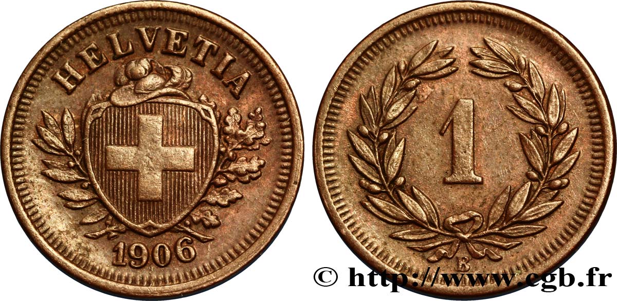 SUIZA 1 Centime Croix Suisse 1906 Berne - B MBC 