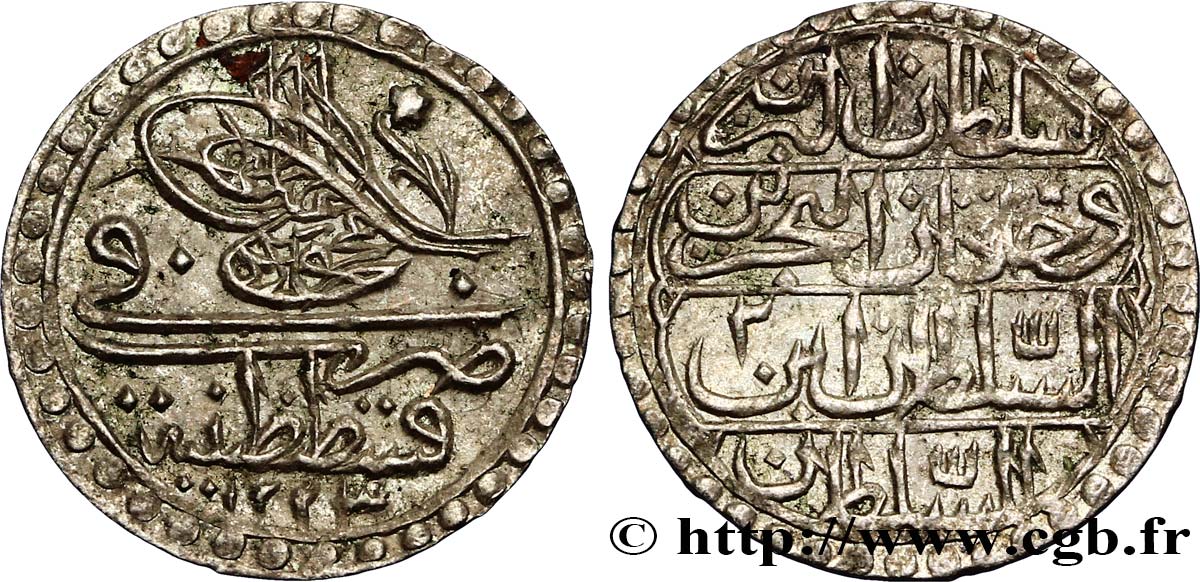 TÜRKEI 5 Para frappe au nom de Mahmud II AH1223 an 2 1809 Constantinople SS 
