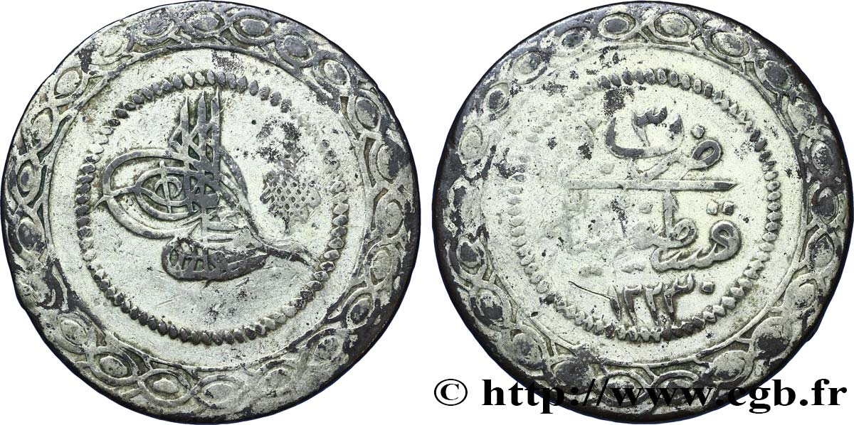 TURQUIE 5 Kurush au nom de Mahmud II AH1223 an 3 1810 Constantinople TB+ 