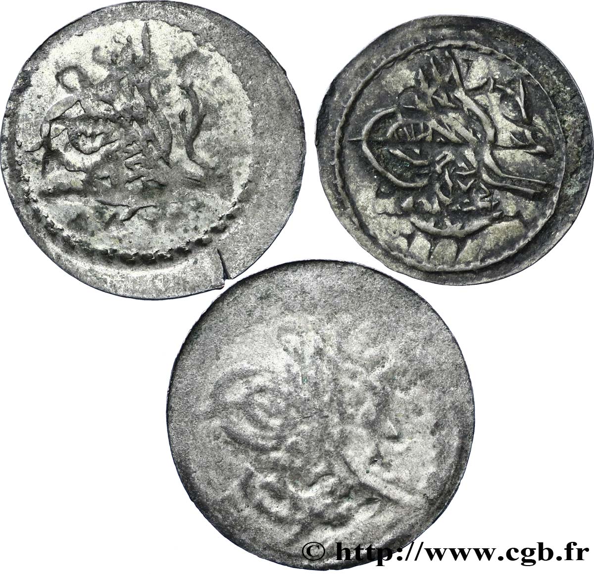 TURQUIE Lot de 3 pièces de 1 Para frappe au nom de Mahmud II AH1223  n.d Constantinople TTB 