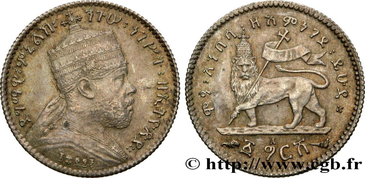 ETIOPIA 1 Gersh Ménélik II / lion EE1895 1903 Paris - A EBC 