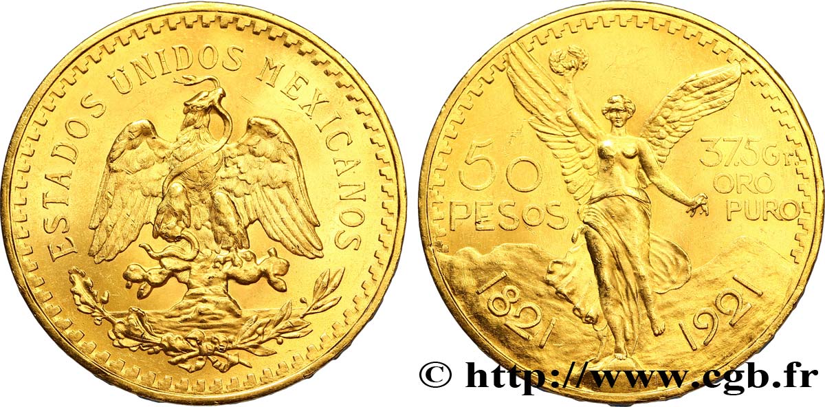 MEXIQUE 50 Pesos or Aigle du Mexique 1921 Mexico SPL 