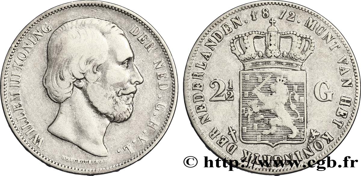 PAYS-BAS 2 1/2 Gulden Guillaume III 1872 Utrecht TB+ 