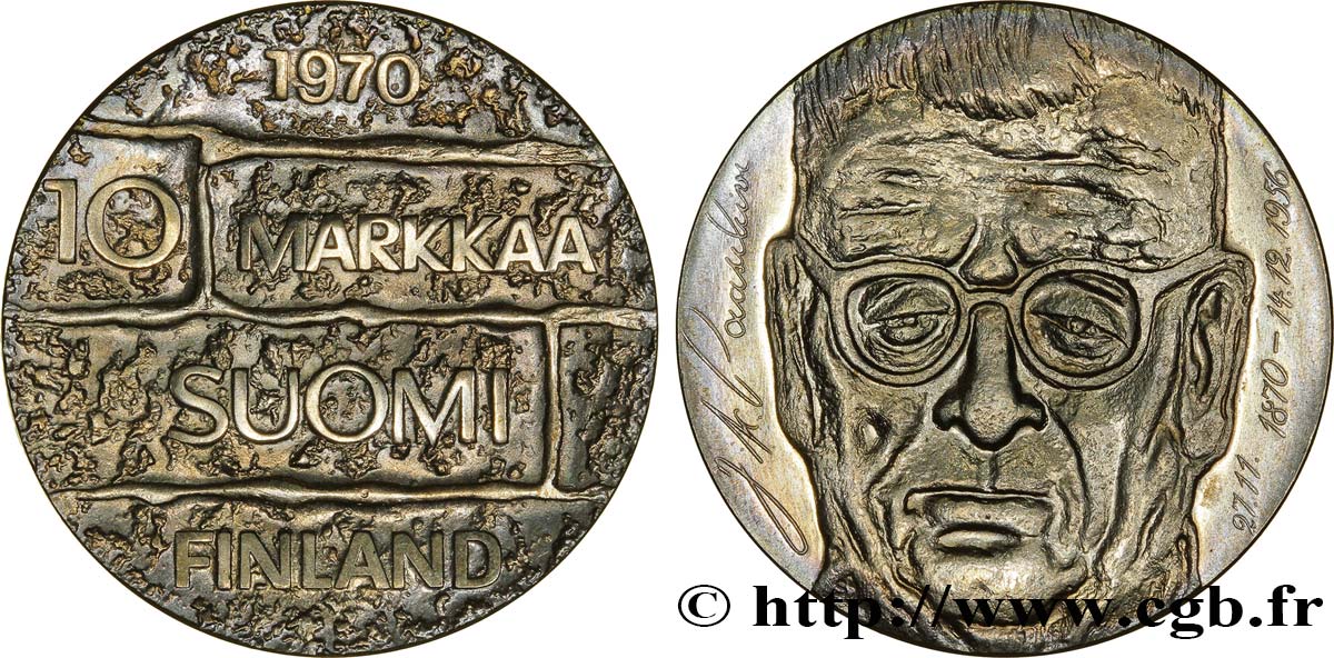 FINLANDIA 10 Markkaa centenaire naissance du président Paasikivi 1970  MS 