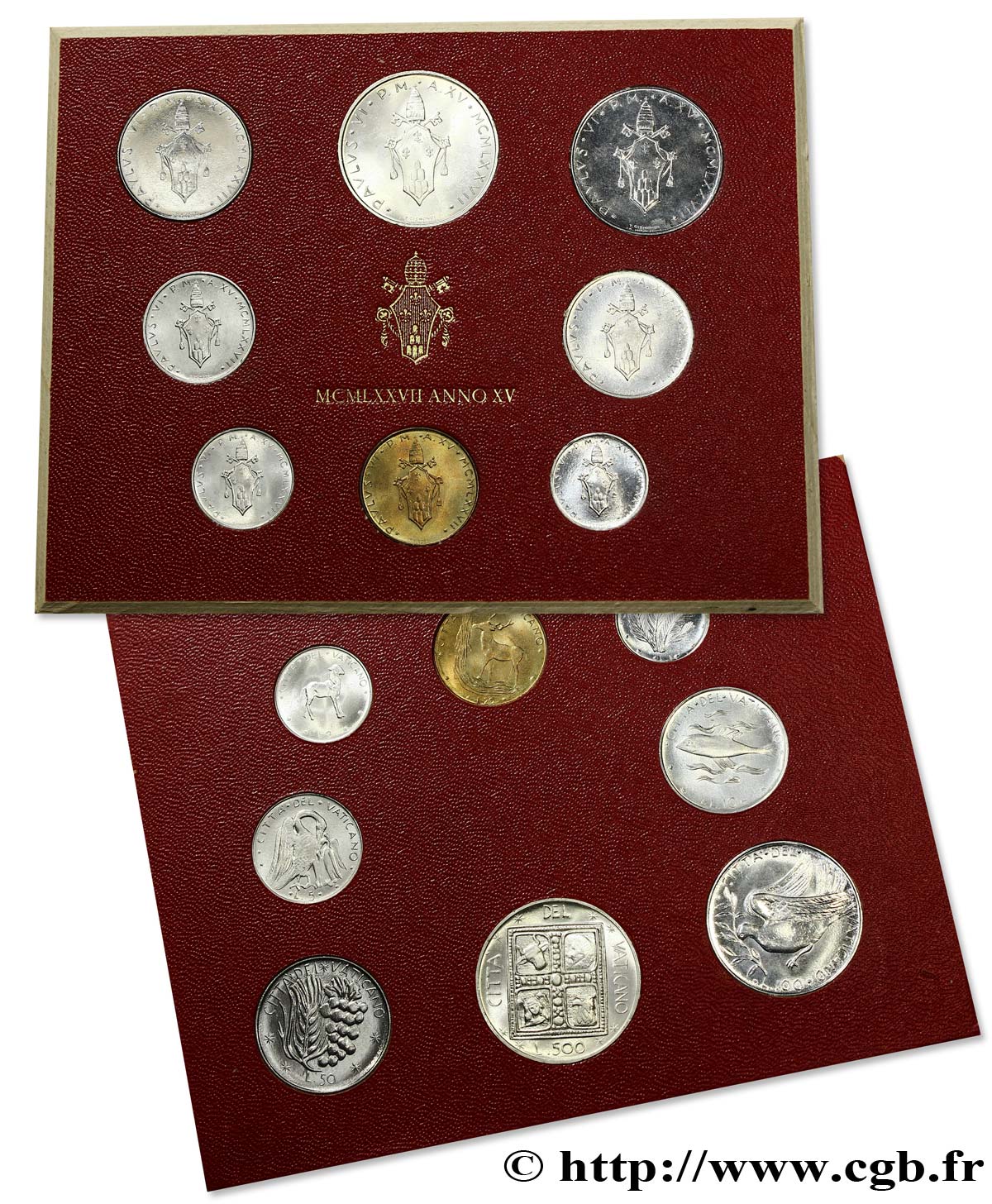 VATICAN ET ÉTATS PONTIFICAUX Série 8 monnaies Paul VI an XV 1977 Rome FDC 