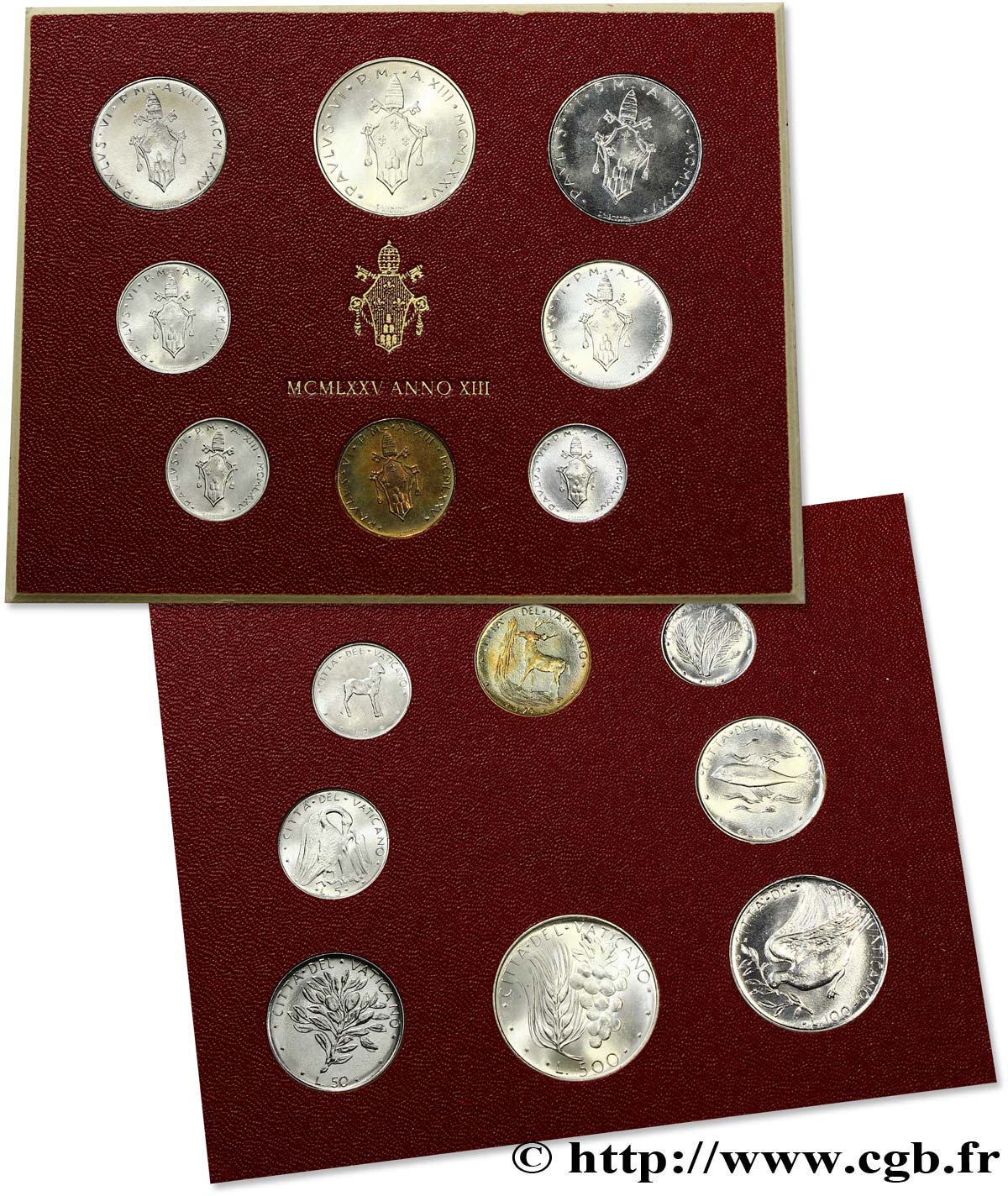 VATICAN ET ÉTATS PONTIFICAUX Série 8 monnaies Paul VI an XIII 1975 Rome FDC 