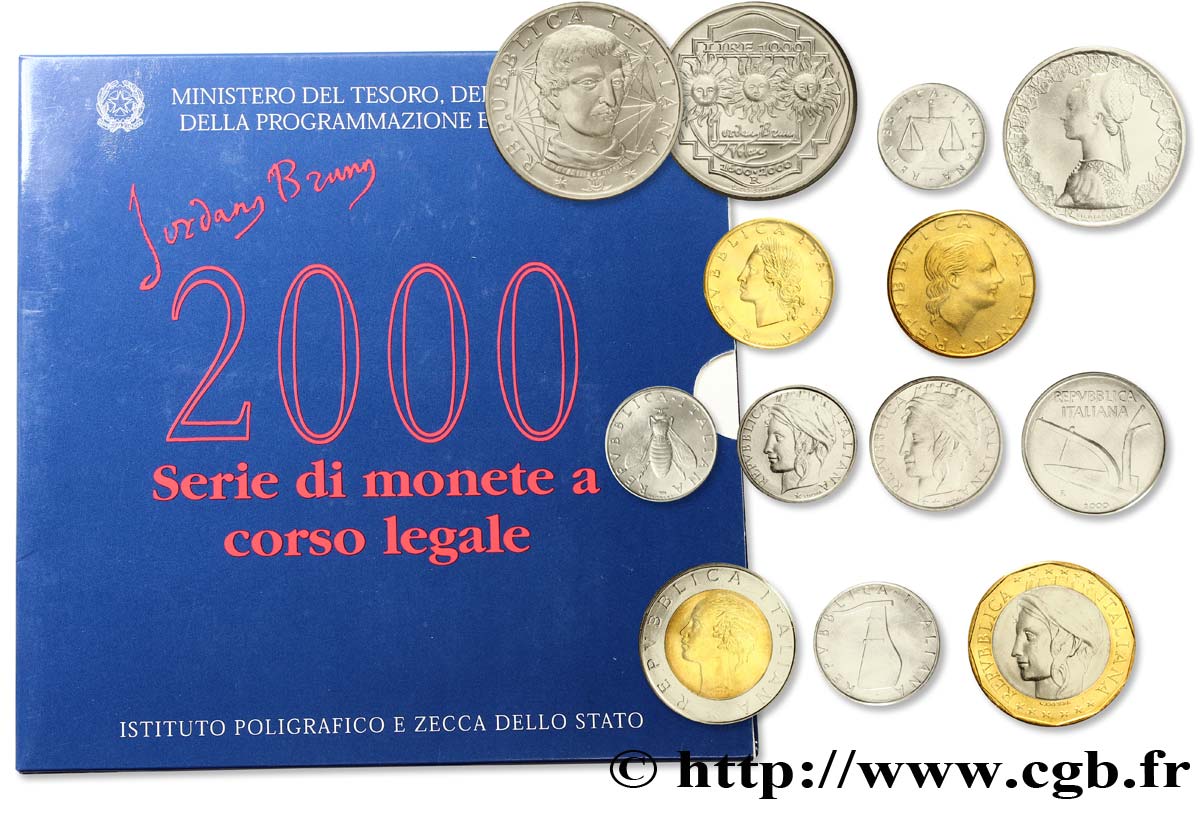 ITALIE Série de 12 Monnaies Girodano Bruno 2000 Rome - R FDC 