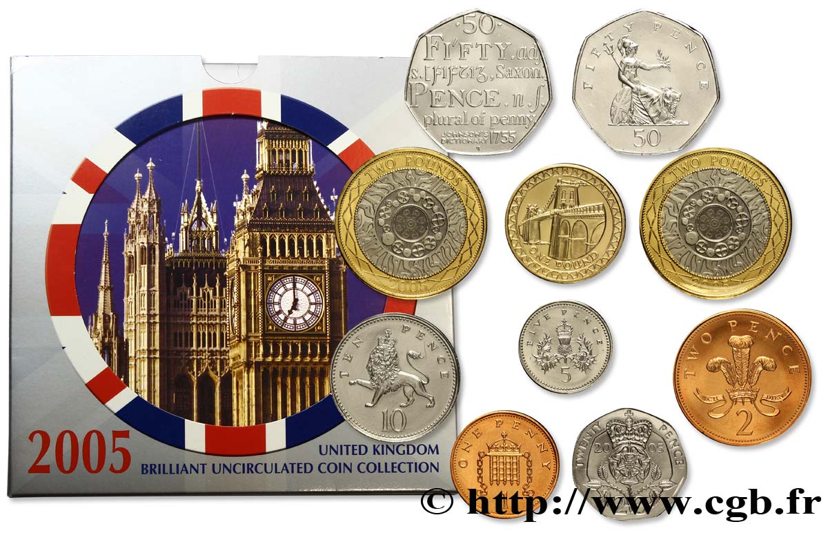 UNITED KINGDOM Série 10 monnaies 2005 2005 Llantrisant MS 