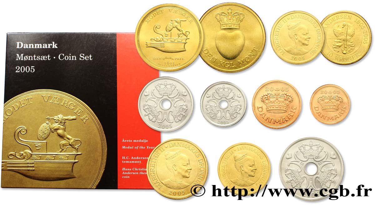 DANEMARK Série 8 Monnaies 2005  FDC 