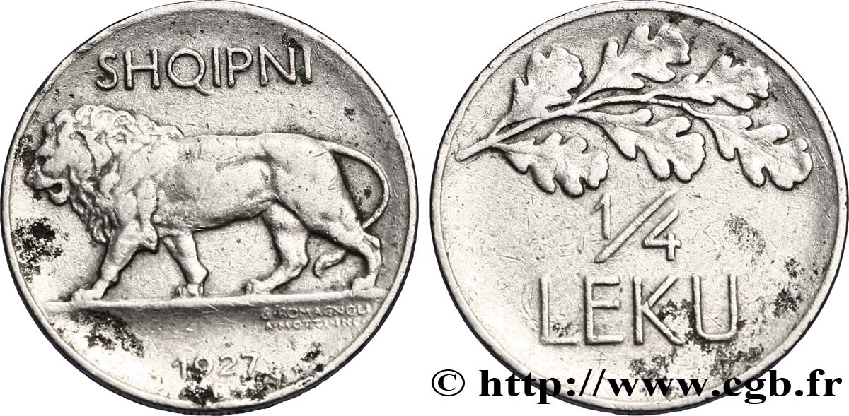 ALBANIE 1/4 Leku lion 1927 Rome - R TB+ 