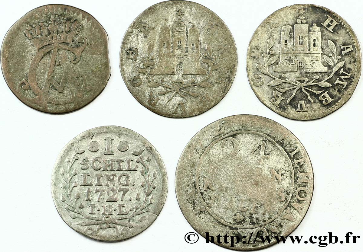 ALLEMAGNE Lot de 5 monnaies en billon XVIIIe siècle n.d  B+ 