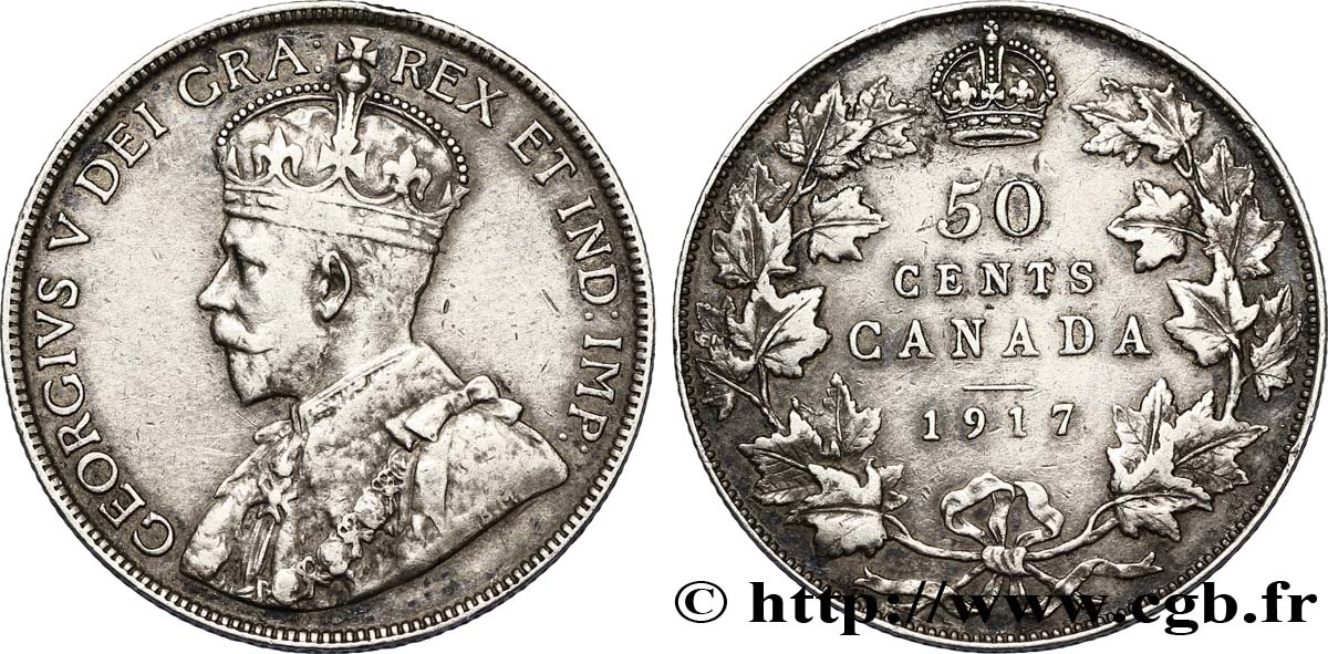 CANADA 50 Cents Georges V 1917  TTB 