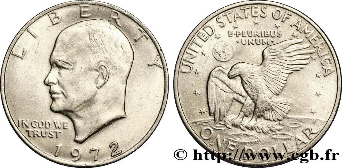 ÉTATS-UNIS D AMÉRIQUE 1 Dollar Eisenhower / aigle posé sur la Lune 1972 Philadelphie SUP 