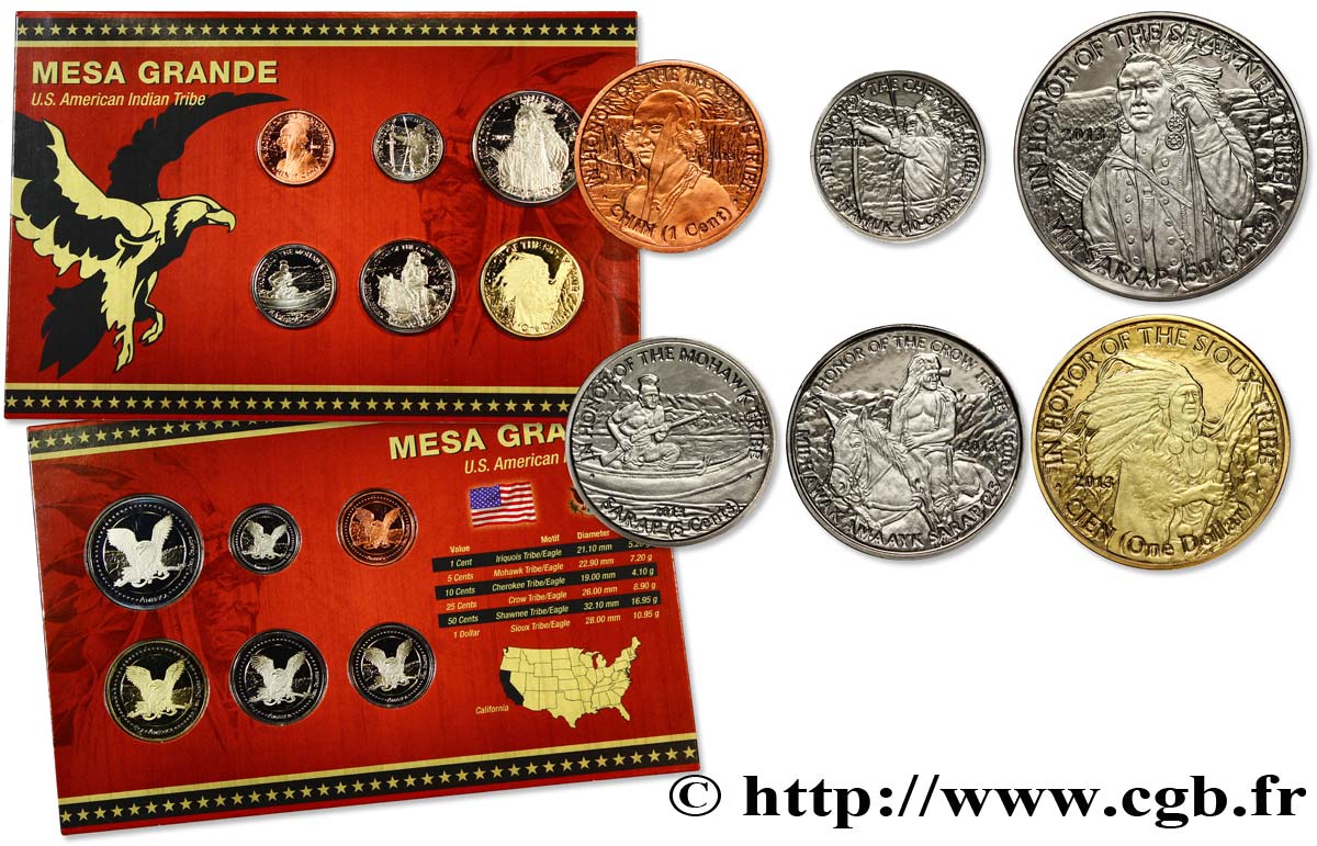 ÉTATS UNIS D AMÉRIQUE - Tribus Amérindiennes Série de 6 monnaies Mesa Grande 2013  FDC 