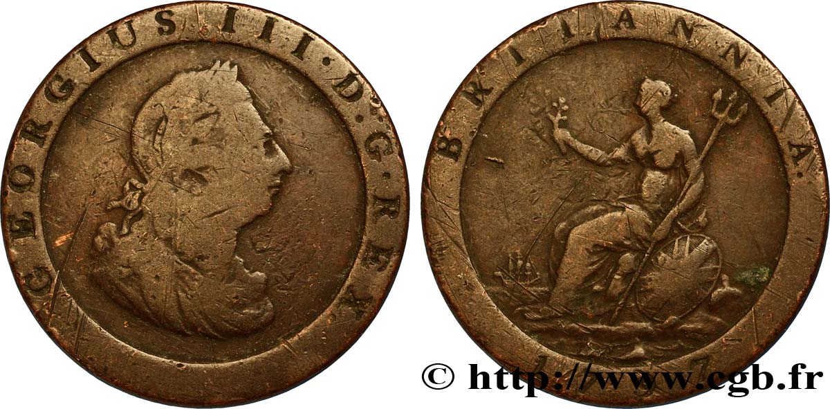 ROYAUME-UNI 1 Penny Georges III 1797 Soho B+ 