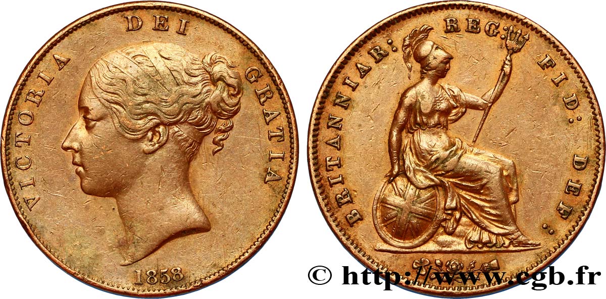UNITED KINGDOM 1 Penny Victoria “tête jeune” 1858  XF/AU 