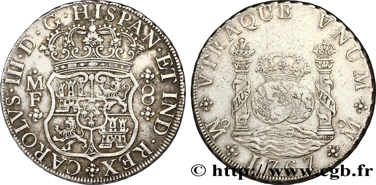 MEXIQUE 8 Reales Charles III 1767 Mexico TTB 