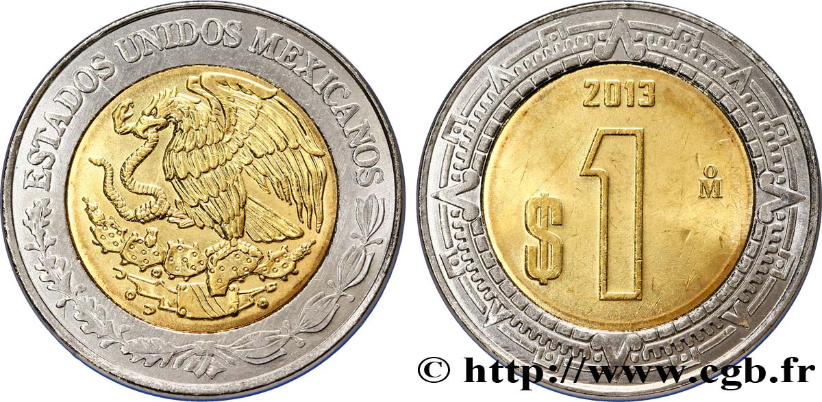 MEXICO 1 Peso aigle 2013 Mexico MS 