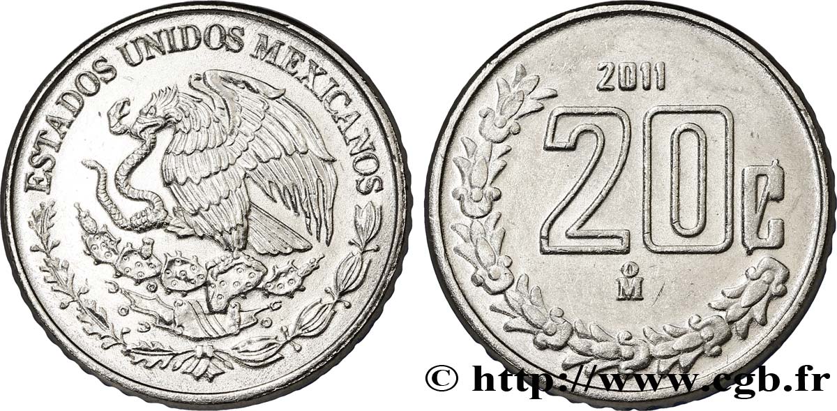 MEXICO 20 Centavos aigle 2011 Mexico MS 