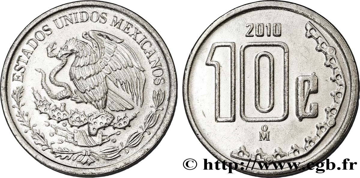 MÉXICO 10 Centavos aigle 2010 Mexico SC 