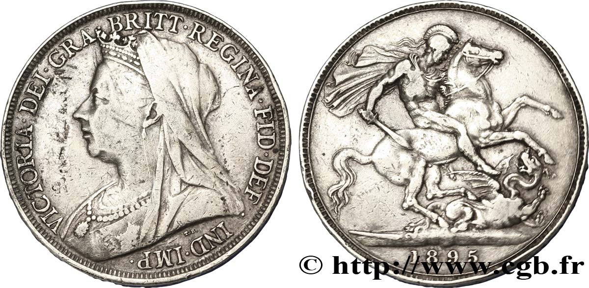 ROYAUME-UNI 1 Crown Victoria “old Head” / St Georges terrassant le dragon, an LIX 1895  TB+ 