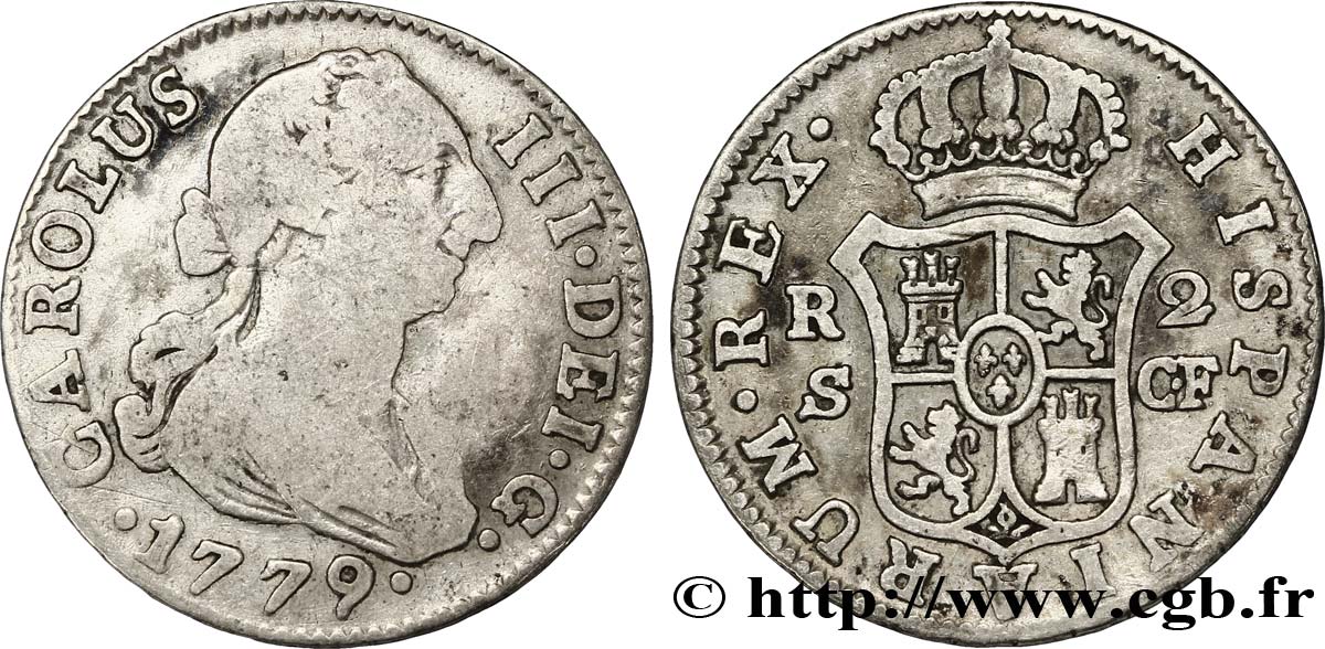 SPAIN 2 Reales Charles III - Séville CF 1779 Séville VF 