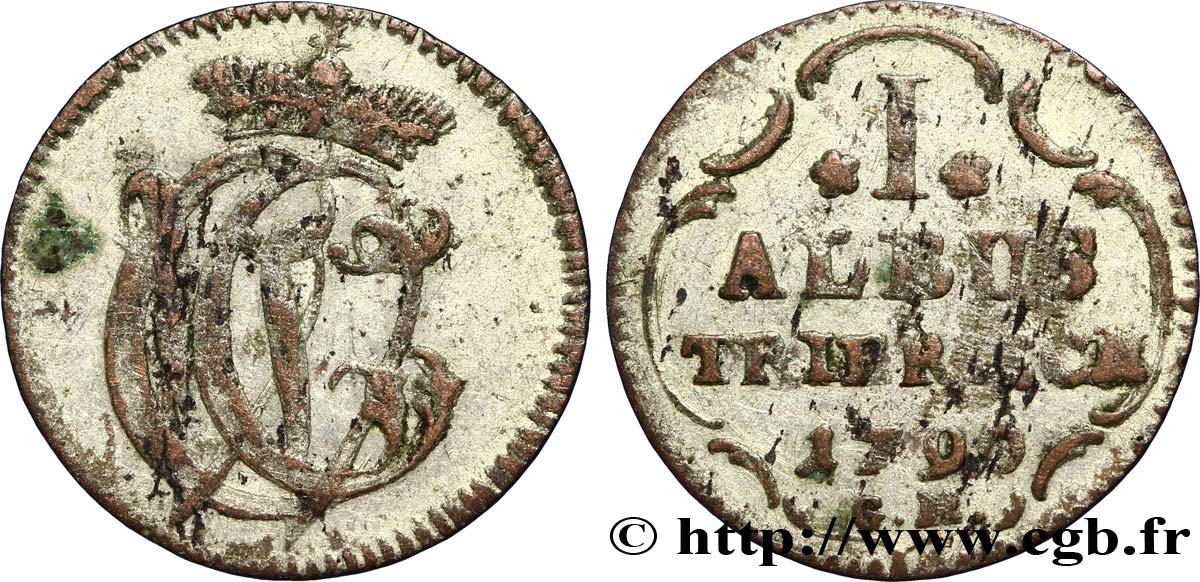 ALLEMAGNE - TRÈVES 1 Albus monogramme du prince-archevêque Clément Wenzel de Saxe 1790  TTB 