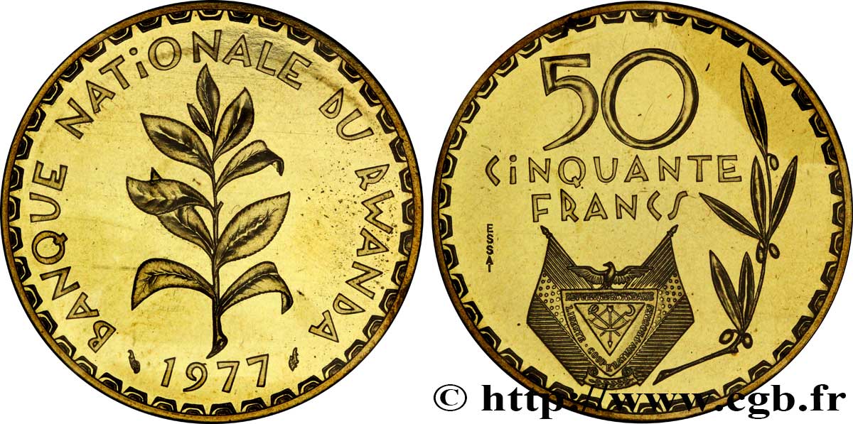 RWANDA Essai de 50 Francs 1977 Paris FDC 