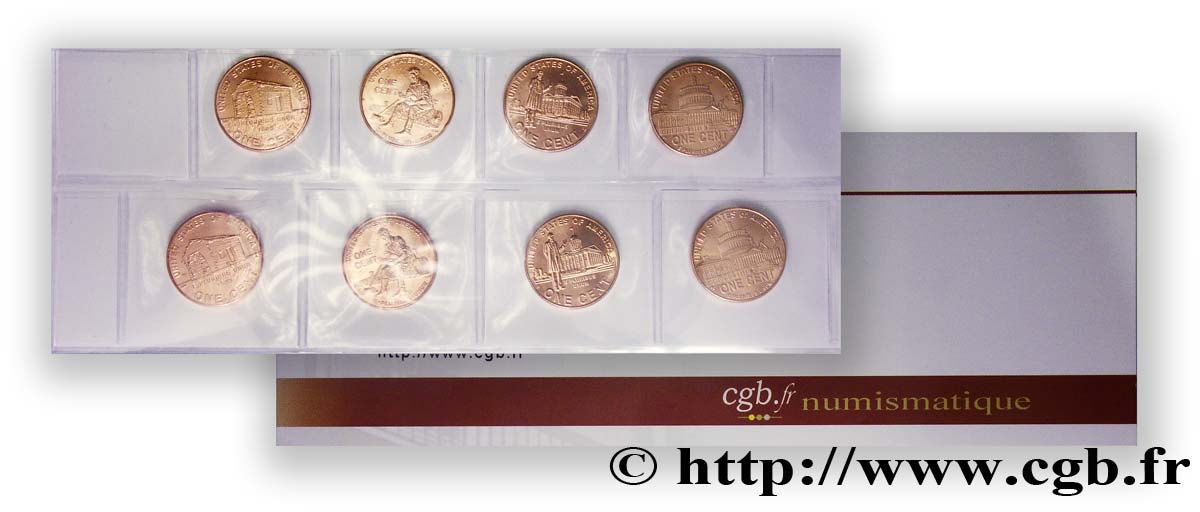 ÉTATS-UNIS D AMÉRIQUE Série 8 Cents Commémoratifs Lincoln : les quatre types pour les deux ateliers 2009 Denver SPL 