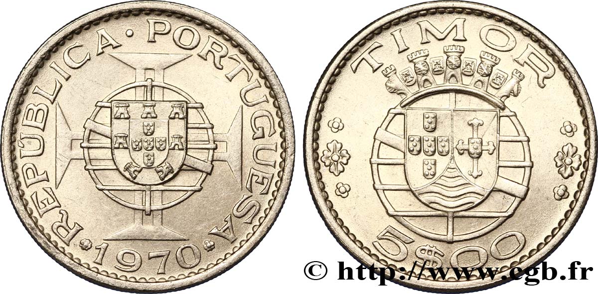 TIMOR 5 Escudos Colonie Portugaise 1970  MS 