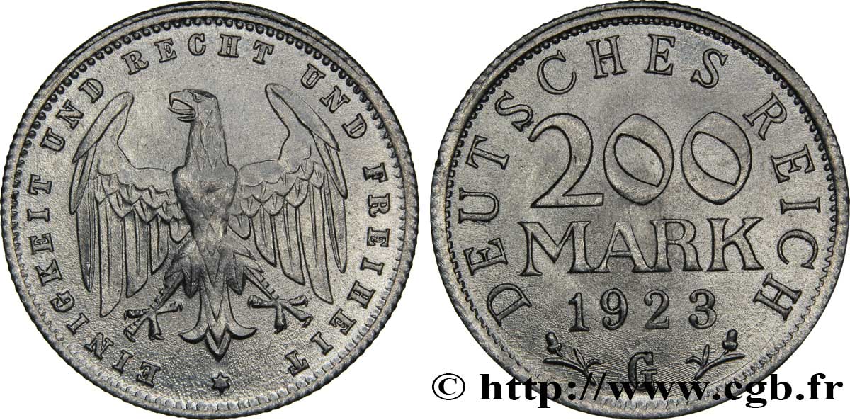 GERMANY 200 Mark aigle 1923 Karlsruhe - G  AU 