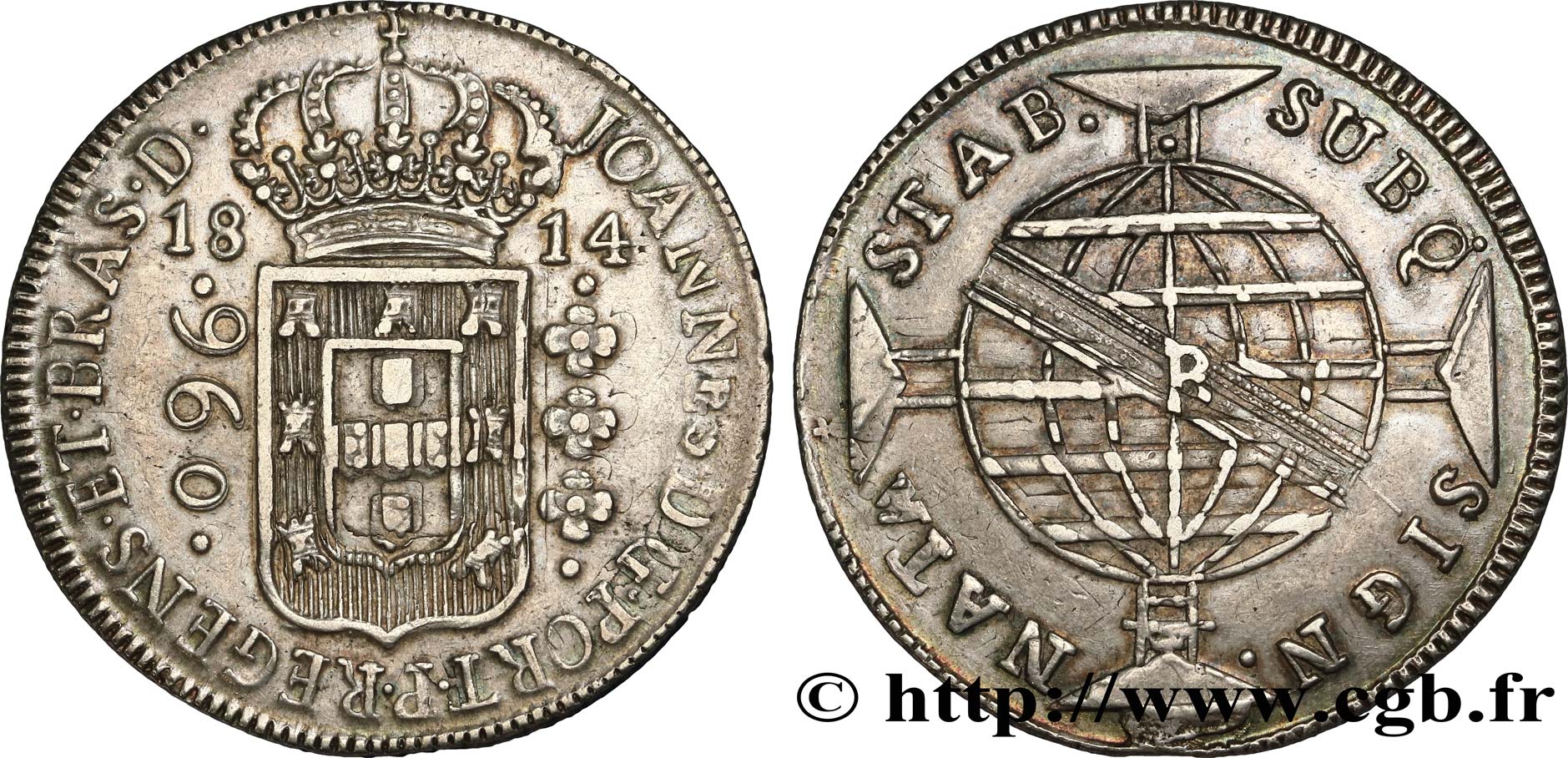 BRÉSIL 960 Réis Jean VI (Joao) 1814 Rio de Janeiro TTB+ 
