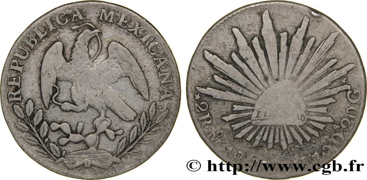 MEXIQUE 2 Real aigle 1867 Mexico TB 