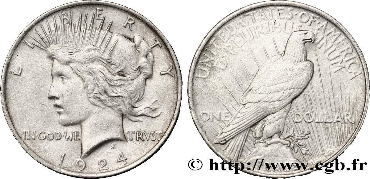 ÉTATS-UNIS D AMÉRIQUE 1 Dollar type Peace 1924 Philadelphie TTB 