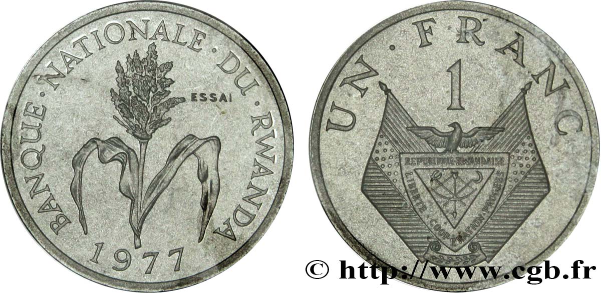 RWANDA Essai de 1 Franc 1977 Paris MS 