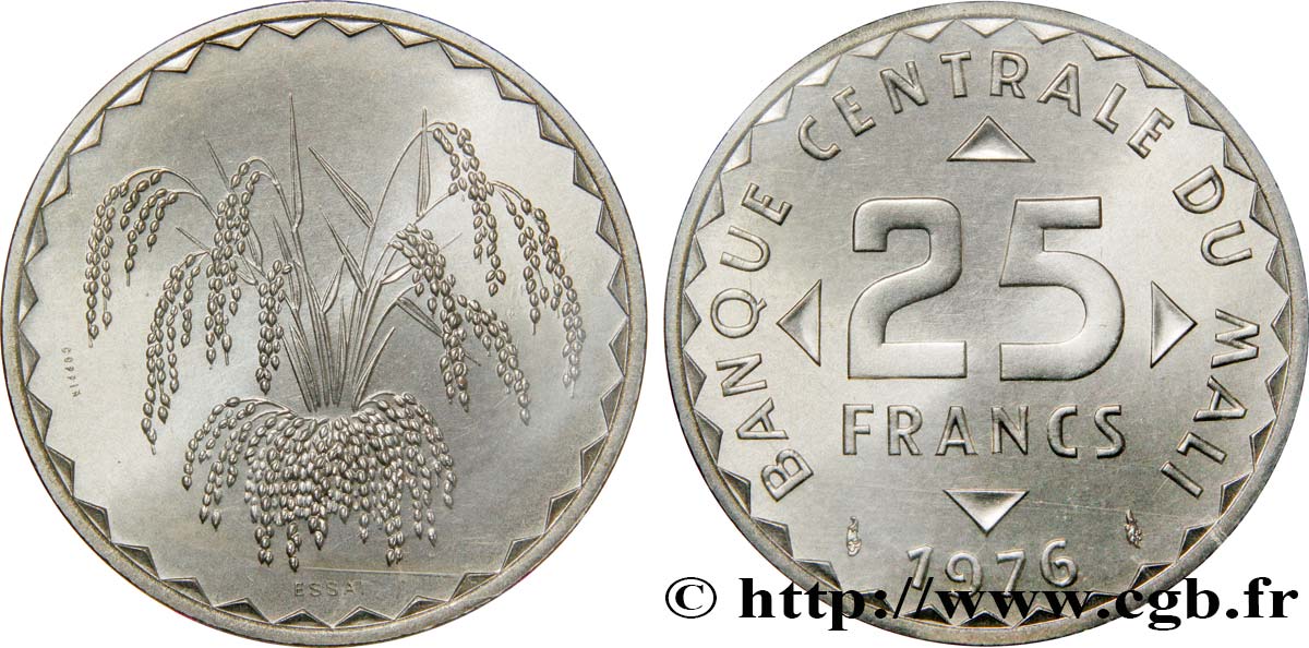 MALI Essai de 25 Francs plant de mil 1976 Paris ST 