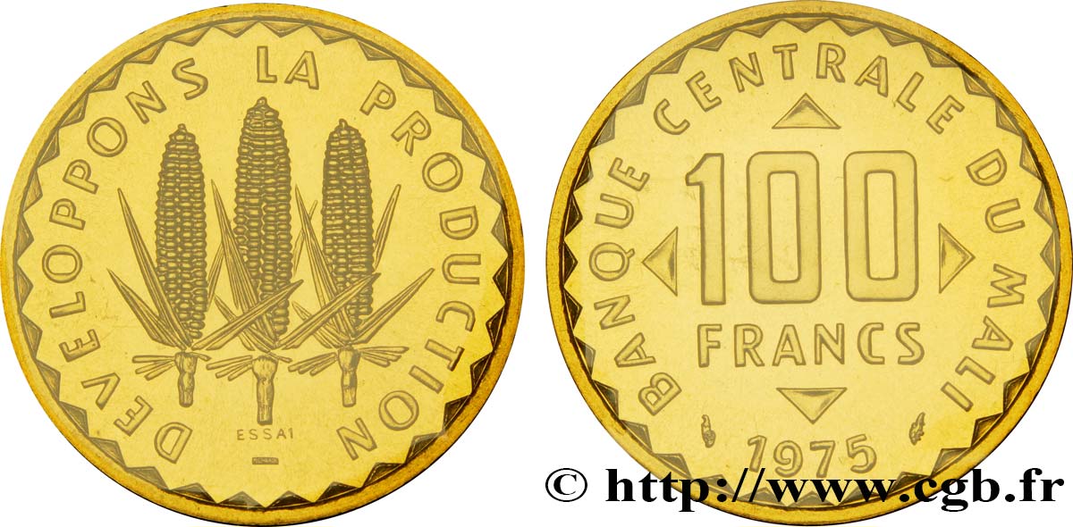 MALI Essai de 100 Francs épis de mais 1975 Paris ST 