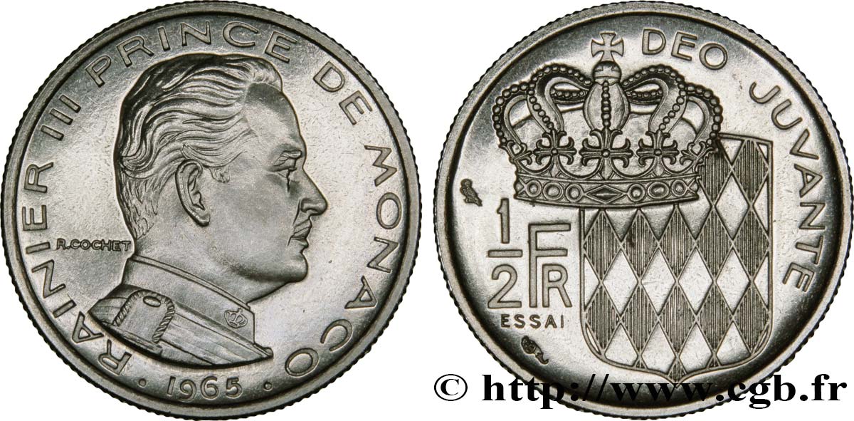 MONACO Essai de 1/2 Franc Rainier III 1965 Paris MS 
