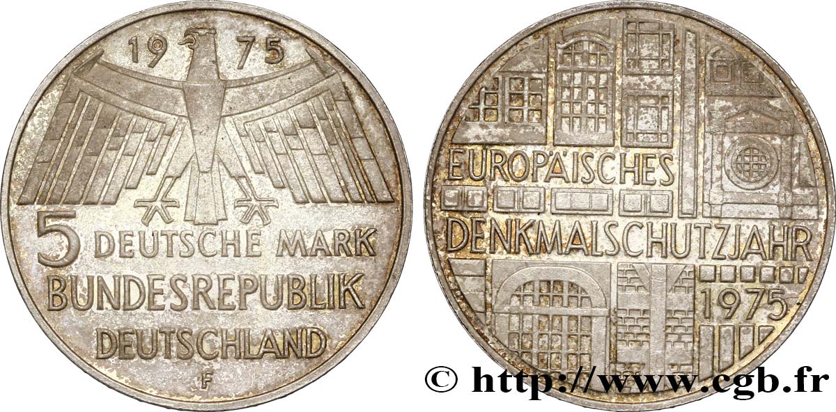 ALLEMAGNE 5 Mark / Année européenne du patrimoine 1975 Stuttgart - F SUP 