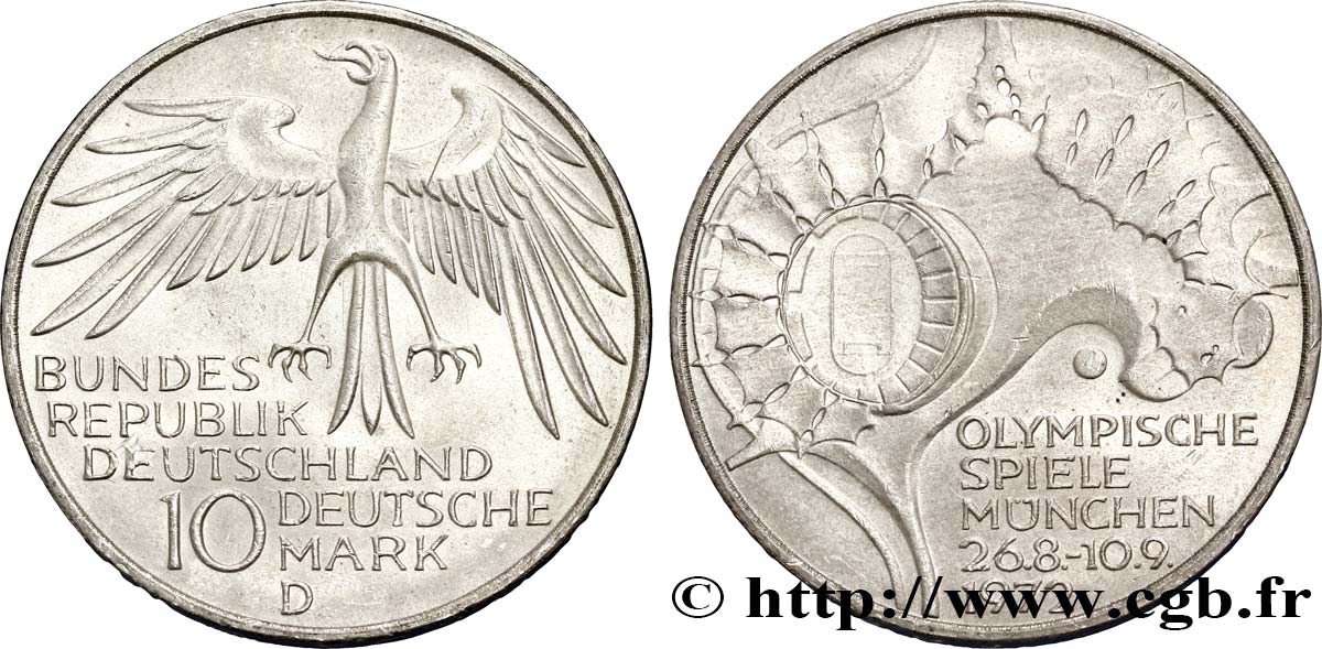 ALLEMAGNE 10 Mark / XXe J.O. Munich - Village olympique de Munich 1972 Munich SUP